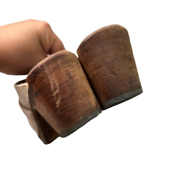 Lottas Sweden Beige Leather Slip On Clog Wooden Heels Size 9 EU39 - Picture 5 of 10